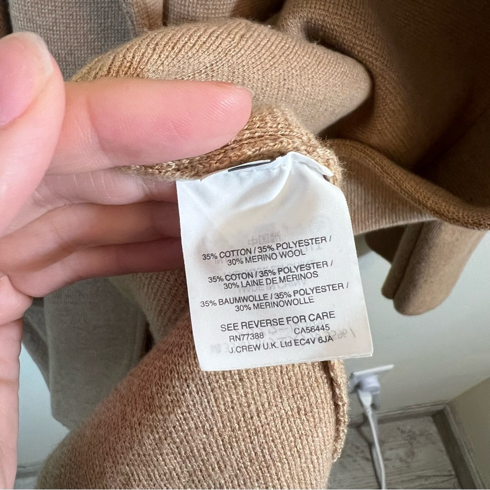 J. Crew Sophie Sweater Blazer Women’s Cotton Merino Wool Camel Tan Small NWT - Picture 10 of 14